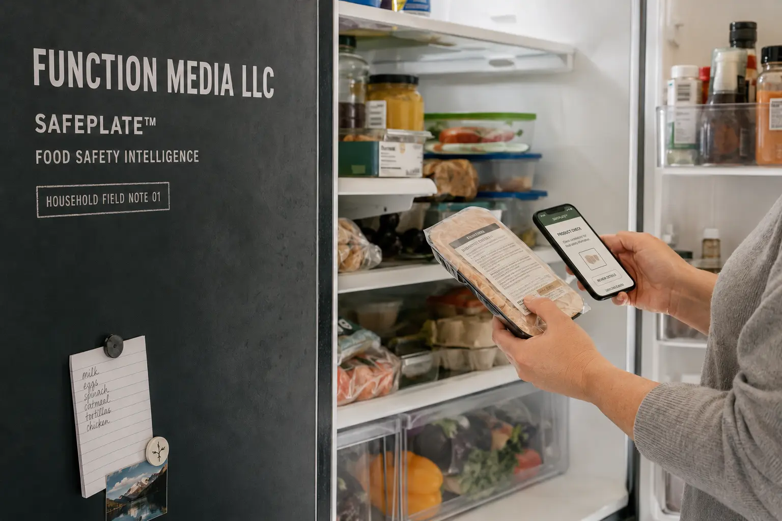 SAFEPLATE™ by Function Media LLC food-safety intelligence from recall signal to household action